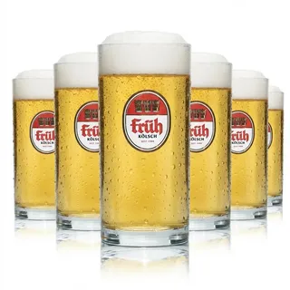 6x Früh Kölsch Bier Glas 0,1l Stange Becher Gläser Brauerei Köln Beer Gastro - Transparent