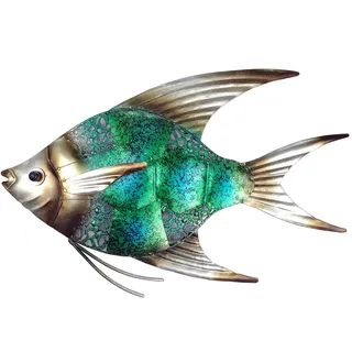 JOYBee Wanddekoration, 31,8 cm, Küste, Ozean, Meer, Metallfisch, Wanddekoration, Weihnachtsdekoration, perfekt für Küste, nautisch, Strand oder Boot, Metall-Wanddekoration für Garten, Zuhause,