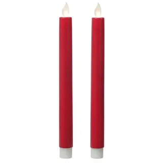 MARELIDA LED-Kerze LED Stabkerzen Tafelkerzen bewegliche Flamme H: 24cm 2er Set rot (2-tlg) rot