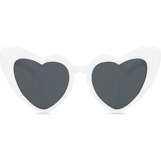 haierdidi Retro Herz Sonnenbrille Fashion Heart Shaped Herzform Sunglasses Herzbrille Vintage Sonnenbrille Herz Damen Sonnenschutz Trendige Herz Sonnenbrille Weiß (Weiß)