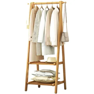 Holz Garderobenständer, Freistehender Garderobenständer, Kleiderständer Kleiderstange, Zusammenklappbar, stabile Struktur, für Wohnungen Schlafzimmer Flur (66CM/86CM/116CM)