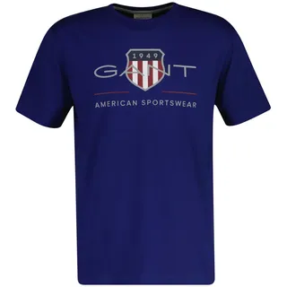 GANT Herren T-Shirt - REGULAR ARCHIVE SHIELD, Rundhals, kurzarm, Baumwolle, Print Blau (Rich Navy) XL