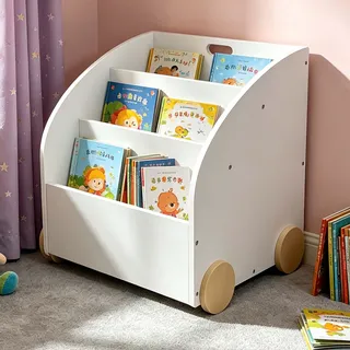 Relaxdays Kinderregal 3 Fächer 46 x 40 x 43,5 cm MDF weiß