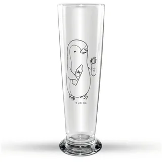 Mr. & Mrs. Panda Bierglas Pinguin Pommes - Transparent - Geschenk, Verlobung, Weizenglas, Partn, Premium Glas, Liebevolle Lasergravur
