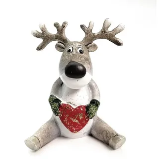 Clayre & Eef Dekofigur Clayre & Eef Dekoration Rentier 6x4x7 cm Weihnachtsdeko für Innen grau