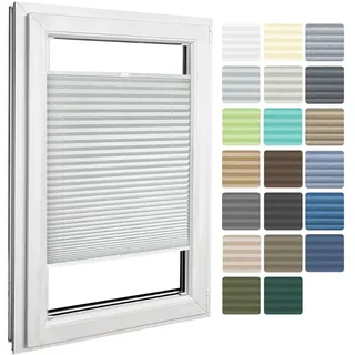 Home-Vision Premium Plissee zum Anschrauben in der Glasleiste (Silber B80cm x H200cm) Blickdichtes Fensterrollo mit Halterungen zum Bohren Sonnenschutz Jalousie für Fenster & Türen
