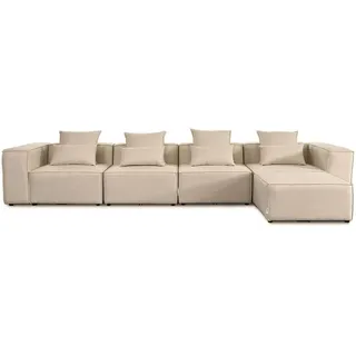 Home Deluxe - Sofa Verona - Beige, Größe: XL - ca. 414 x 70 x 207 cm, Sitzhöhe: 46 cm, Sitztiefe: 80 cm, inkl. Kissen I Modulares Sofa Modulsofa Ecksofa Wohnlandschaft
