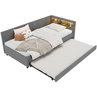 Okwish Daybett, Grau, Textil, 90x200 cm, Schlafzimmer, Betten, Polsterbetten