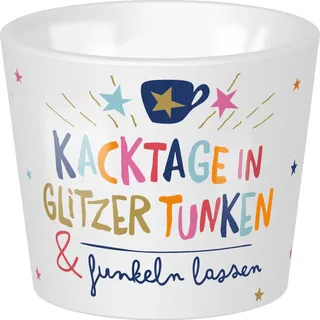 Sheepworld Eierbecher mit Motiv "Kacktage in Glitzer tunken und funkeln lassen", mit Golddruck | Porzellan, Höhe 4,3 cm, Durchmesser 5,2 cm | lustiges Geschenk, Frühstück, Ostern | 48530