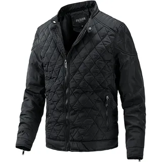 Herren Steppjacke mit Stehkragen, Diamant-Steppjacke – leichte Winter-Bomberjacke, thermisch, warm, gepolstert, Oberbekleidung, Winter, Herbst, lässig, Reißverschlusstaschen, Mantel, winddicht, - XL