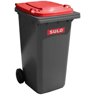 SULO Mülltonne Müllbehälter 2 Rad MGB ***80 Liter grau mit rotem Deckel***