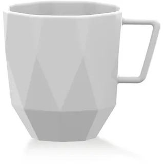 Mahlwerck Porzellan, Kaffeetasse Design Poly, große moderne Porzellantasse, Pearl White, glossy, 400 ml