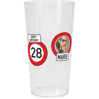 Herz & Heim Stapelbecher 0,4 l mit personalisierten Aufdruck (Verkehrszeichen und Foto)