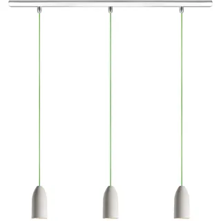 Buchenbusch urban design Dreier Pendelleuchte Esstisch light edition, Deckenlampe mit Textilkabel Neon Grün, Beton Pendelleuchte, Lampe Wohnzimmer