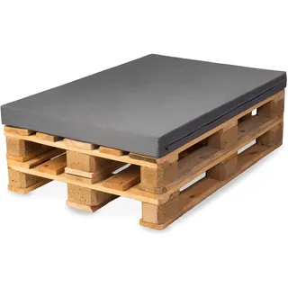 TexDeko® BEZUG (ohne Füllung) für Palettenkissen 120x80x10 cm wasserabweisend waschbar In- & Outdoor Made in EU (Grau)