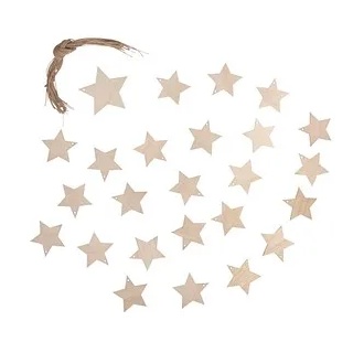Rayher Adventskalenderzahlen Holz Hänger Sterne beige 24 St.
