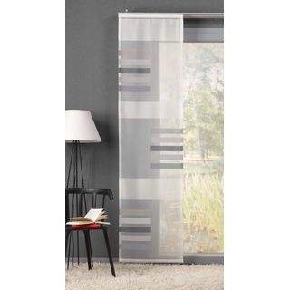 eckardt INTERNATIONAL Schiebegardine, Schiebevorhang transparent mit Blockstreifen, Farbe grau, inkl. Dekorationssystem
