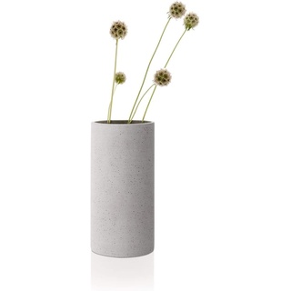 blomus -COLUNA- Vase M aus Polystone, hellgrau, puristische Beton-Optik, dekorative Vase in moderner Optik, hohe Tischdeko, exklusives Wohnaccessoire (H / B / T: 24 x 12 x 12 cm, hellgrau, 65596)