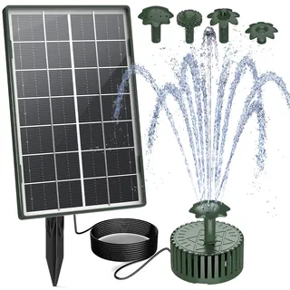 AISITIN Solar Springbrunnen für Außen, 3,5W Dunkelgrün Solar Fontäne Pumpe mit Verschiedene Sprüh Effekten, Solar Teichpumpe mit 3M-Kabel, Solarbrunnen für Draussen für Garten,Teich, DIY Wasserspiel