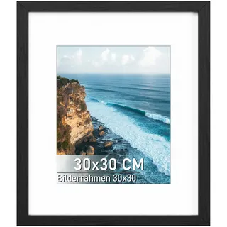 Histarzeda Bilderrahmen 30x30 cm, 30x30 cm Bilderrahmen Schwarz mit Acrylglas für Fotogalerie, Rahmen für Wandmontage waagrecht oder senkrecht für Wohnraum, Büro (Schwarz)