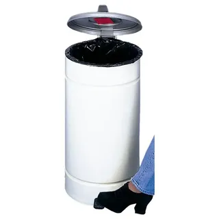 Großvolumiger Tretabfallsammler mit Euro-Pedal | für 60/70 Liter Säcke, HxBxT 70x45x45cm | Verzinkter Stahl | Braun - Gelb