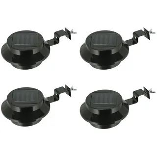 4x Solar Dachrinnenleuchte Dachrinnenlampe Dachrinnen Lampe Licht Regenrinne Solarlampe Solarleuchte Beleuchtung Aussenlampe - Schwarz