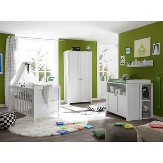 Babyzimmer Set Komplett 4tlg Wickelkommode Bett Regal Schrank 2 Türen Pinie weiß