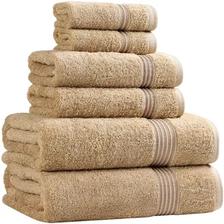 Superior Handtuch-Set, ägyptische Baumwolle, 6-teilig, Badezimmer-Essentials, Handtücher für Badezimmer, Wohnung, Airbnb, Gästebad, Gesicht, Hand, Badetücher, Waschlappen, saugfähig, schnell