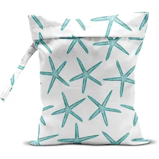 zcyxuuw Nass-Trocken-Tasche für Badeanzug, Reisen, Strand, Pool, Windeln, schmutzige Yoga-Kleidung, Make-up, wasserdicht, wiederverwendbar, Strandtasche mit Ozean-Dekor, Seestern, Seepferdchen, Anker