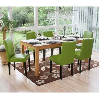 6er-Set Esszimmerstuhl Stuhl Küchenstuhl Littau Kunstleder, grün, dunkle Beine