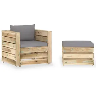 furnicato Gartenlounge-Set Gartenmöbel-Set Paletten-Lounge aus imprägniertem Massivholz, Grau, (1-tlg), Witterungsbeständige Sitzgruppe mit modularem Design und Polstern braun|grau