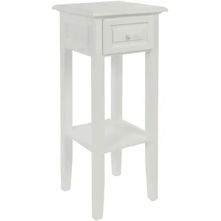 Elbmöbel Telefontisch Weiß Antik aus Holz - Landhausstil Beistelltisch | Schmaler Konsolentisch mit Schublade für Flur & Wohnzimmer im Shabby Chic Look, Maße H67 x B25 x T25 cm, fertig montiert
