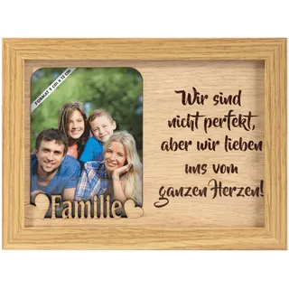 power gift WIR SIND Nicht PERFEKT Aber WIR LIEBEN Uns VOM GANZEN Herzen - Bilderrahmen, Familienrahmen. Stehend oder hängend. Fotorahmen mit Schlagfertigen Text für alle Familienmitglieder.