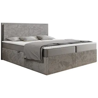 Labett Boxspringbett CLEO 140x220 160x220 180x220 - Überlänge 220 cm / Speed Versand (2 Bettkästen, Topper), Überlänge 220 cm beige 140 cm x 220 cm