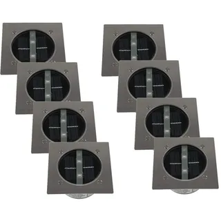 RANEX Solar LED Bodeneinbaustrahler 8er Set Edelstahl 10x10 cm IP67 grau/silber