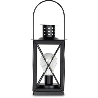 levandeo Tischlampe Metall Schwarz LED 12x23cm Lampe Laterne Standleuchte Leuchte Industrial Industrie Retro Loft Deko