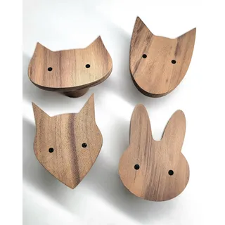 PLT Wandhaken für Kinder aus Holz, Tiere, Kinderzimmer, Fuchs, Hase, Hund, Katze, Deko, Kleiderhaken, Garderobenhaken, Garderobe, Scandi-Style, Geschenkidee