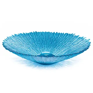 Budawi® Glasschale Blau Ø 29 cm | Dekoschale Polareis Design mit Zackenrand | Obstschale Servierschale für Obst Süßigkeiten Snacks | Dekorative Glasschale für Küche Wohnzimmer Tischdeko