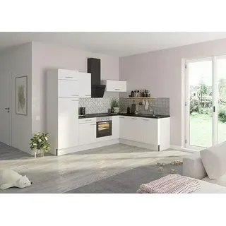 OPTIFIT Winkelküche L-Form 270 cm weiß hochglänzend