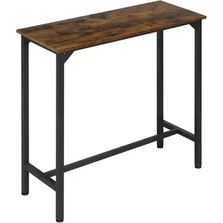 EUGAD Bartisch Vintage Braun, Stehtisch, Küchentisch, Hochtisch schmal | Konsolentisch, Flurtisch, Beistelltisch hoch, für Bar Bistro Kücheninsel, aus Holzwerkstoff Metall, 100x100x40cm