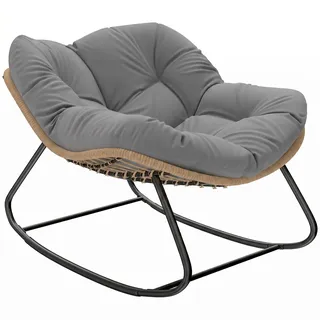 Outsunny Schaukelstuhl Schaukelsessel mit Kissen wetterfest Gartenstuhl bis 120 kg belastbar Relaxstuhl Outdoor Schwingsessel für Wohnzimmer Garten, Rasen, Balkon, Veranda Grau
