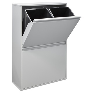 ARREGUI Basic CR602-B Recycling Abfalleimer / Mülleimer aus Stahl mit 4 Inneneimern, 4 Fach Mülltrennsystem, 4 x 17L (68 L), hellgrau