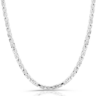 Tony Fein Silberkette Königskette 3mm 925er Silber Hochglanzpoliert Diamantiert Damen Herren, Made in Italy für Damen und Herren