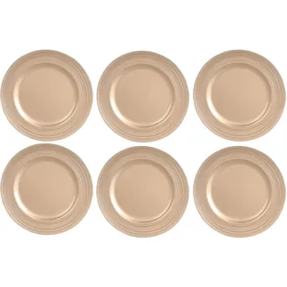 6 x Platzteller wiederverwendbar aus herrlich schimmernden Kunststoff Ø 33 cm - Unterteller wiederverwendbar - Dekoteller aus Kunststoff Farbe Gold