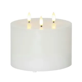 MARELIDA XXL LED Kerze Echtwachs 3 Docht H: 13cm D: 15cm Timer weiß