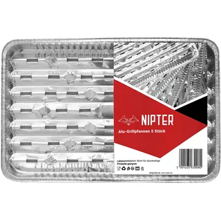 Nipter Grillschale Alu 34,1x22,9 cm Aluschalen Grill BBQ Grillplatte Aluminium-Grillschalen, 10 Packungen (50 Stück)