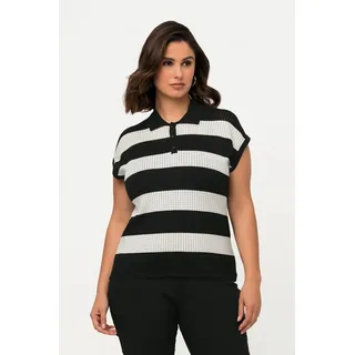 Ulla Popken Strickpullover Pullunder Ajourmuster Streifen Schwarz 50/52