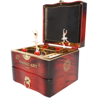 Elegante, Drehbare Spieluhr Mit Ballerina-motiv, Nostalgische Tänzerin, Schmuckkästchen Für Halskette Und Ohrringe