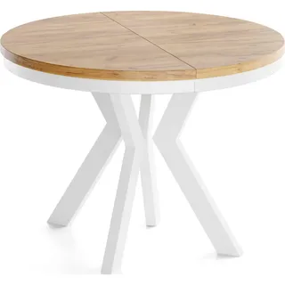 WFL GROUP Runder Ausziehtisch 90-190 x 77 cm braun
