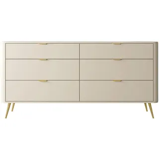 Selsey Kommode mit sechs Schubladen, Beige, Metall, 6 172x84x38 cm Wohnzimmer, Kommoden - Sideboards, Kommoden